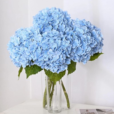 3Pcs 21in Hydrangea Artificial Flowers, Latex Real Touch Hydrangeas Lifelike ...