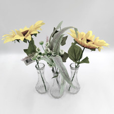 3-Piece Clear Glass Flower Vases 6" inches Tall 3" inch Base