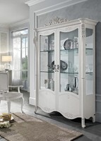 Vitrine Weiß Glasschrank Design Klassische Schrank Luxus Holz MöBel Vitrinen Neu