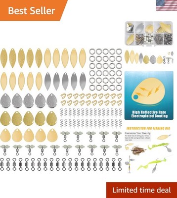 150pc DIY Fishing Spinner Blades Kit - Gold & Silver for Bass Walleye Spooon