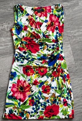 Lauren Ralph Lauren Women's Size 10 Sleeveless Floral Faux Wrap Sheath Dress