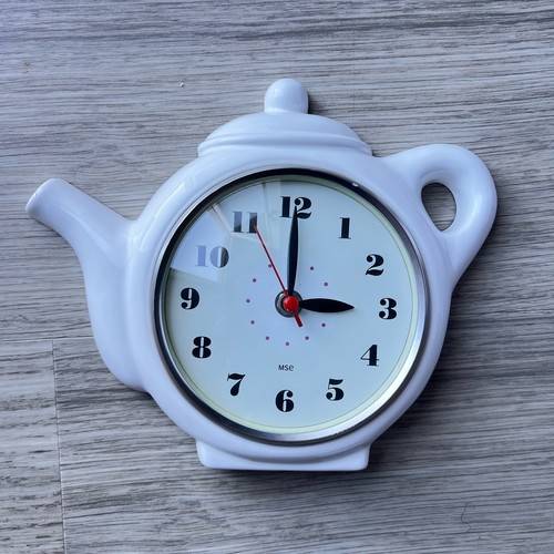 Martha Stewart Everyday (MSE) white ceramic teapot wall clock **FLAWS ...