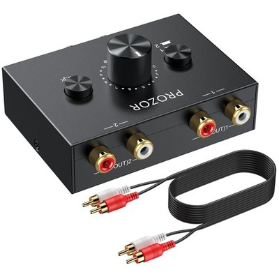 Audio Switcher Selector with Mute Button - No Power Needed