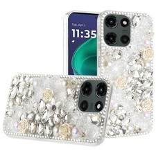 For Moto G Stylus 2026/2025 Case Full 3D Rose Bling Phone Cover  Tempered Glass