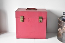 Vintage Vinyl Record Case 12'' Box 70s 80s Faux Leather Retro Storage Red