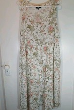 Frye Maxi Dress Women XXL Ivory Pink Floral Rayon Button Up Lined Pockets Boho