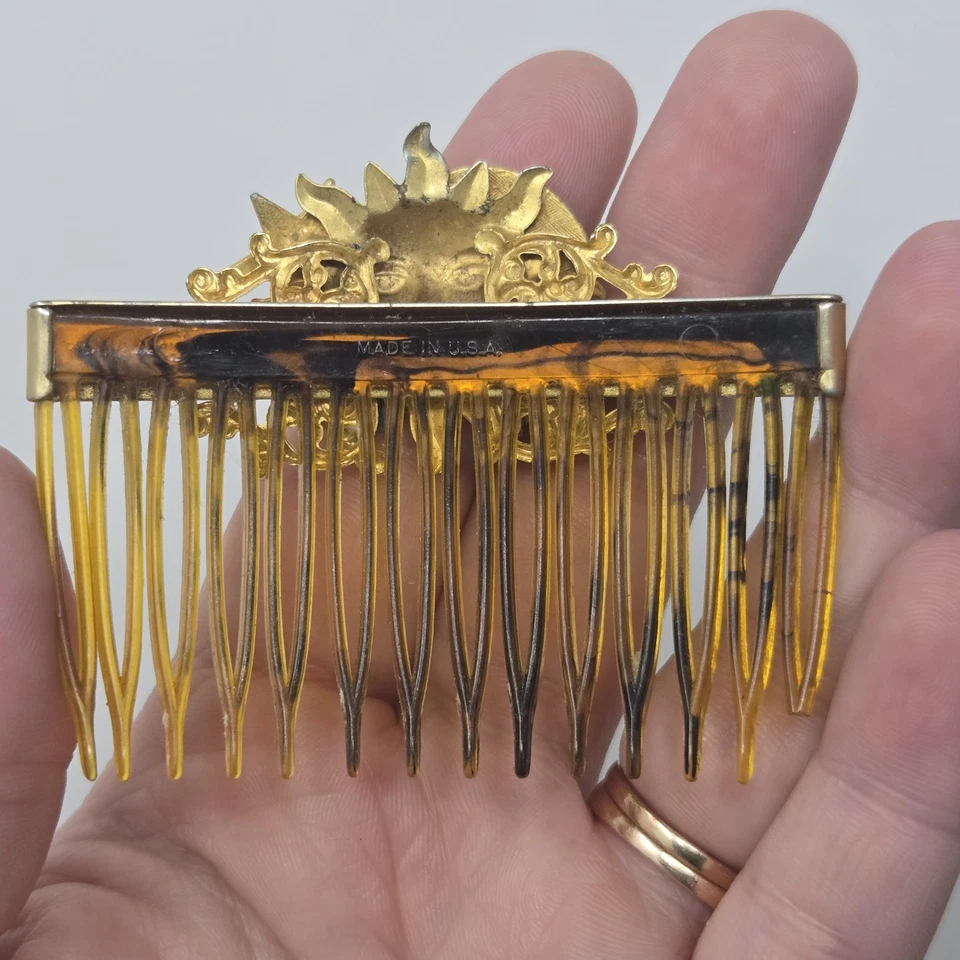 Винтажная Редкая Заколка для Волос Kirks Folly Солнце, Луна и Звезды/Зажим/Барретт/Расческа СДЕЛАНО В США - Изображение 4 из 4