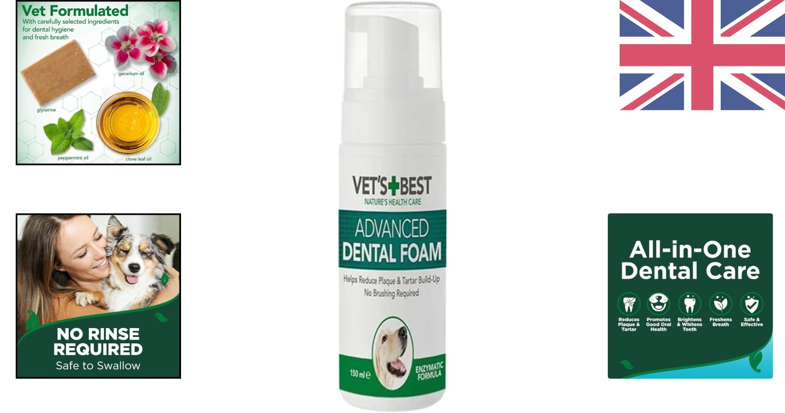 Vets Best Enzymatic Dog Dental Foam, Teeth Cleaning And Fresh Breath Dental Care, 120 Ml - Image 2