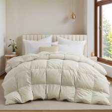 King Size Goose Feather Down Fiber Comforter, All Season Duvet Insert with So...
