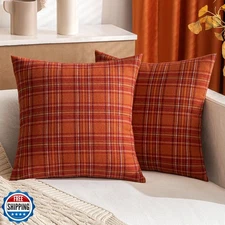 MIULEE Fall Set of 2 Scottish Tartan Plaid Throw Pillow Covers Farmhouse Clas