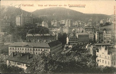 Karlsbad Eger Blick auf Westend von Panoramastrasse