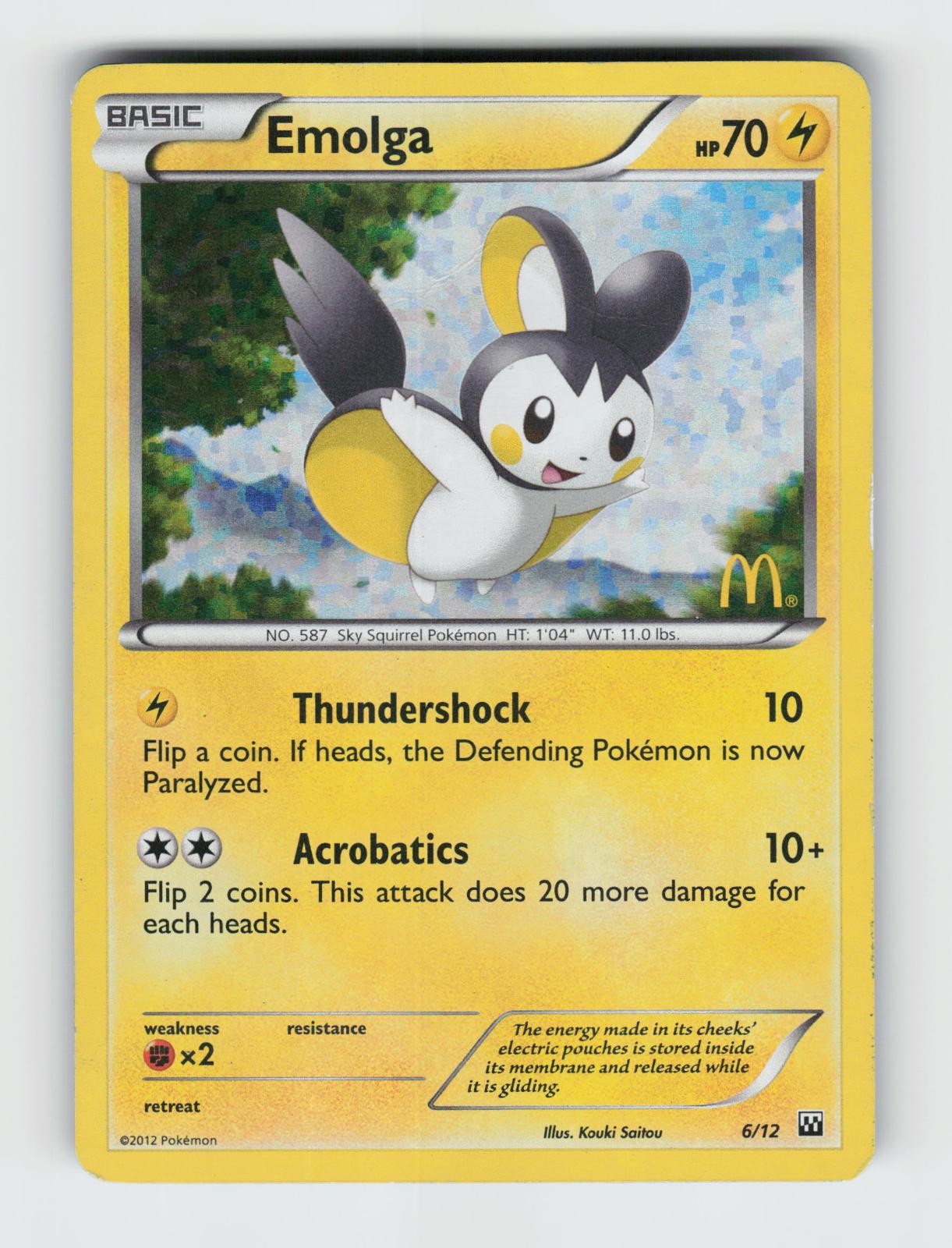 Emolga 006/012 Holo Promo McDonald's Promos 2012 Pokemon 2012 Heavily Played