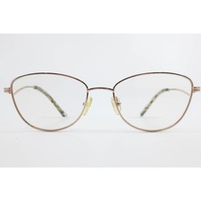 Bulova Pella Rose Gold Cat Eye Eyeglasses Frames 52-16-135 Marbled Temple Tips