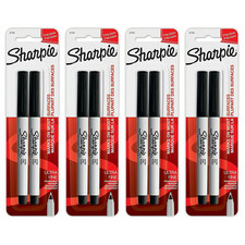 Sharpie 37161 Permanent Markers Ultra Fine Tip Black 4 Packs Total 8 Count