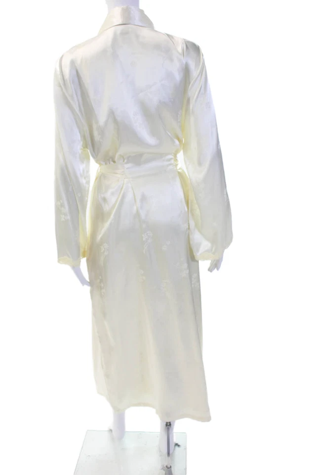 Jones New York Mujer Floral Manga Larga Bata Atada Vestido Conjunto Crema Talla S Foto 3 de 4