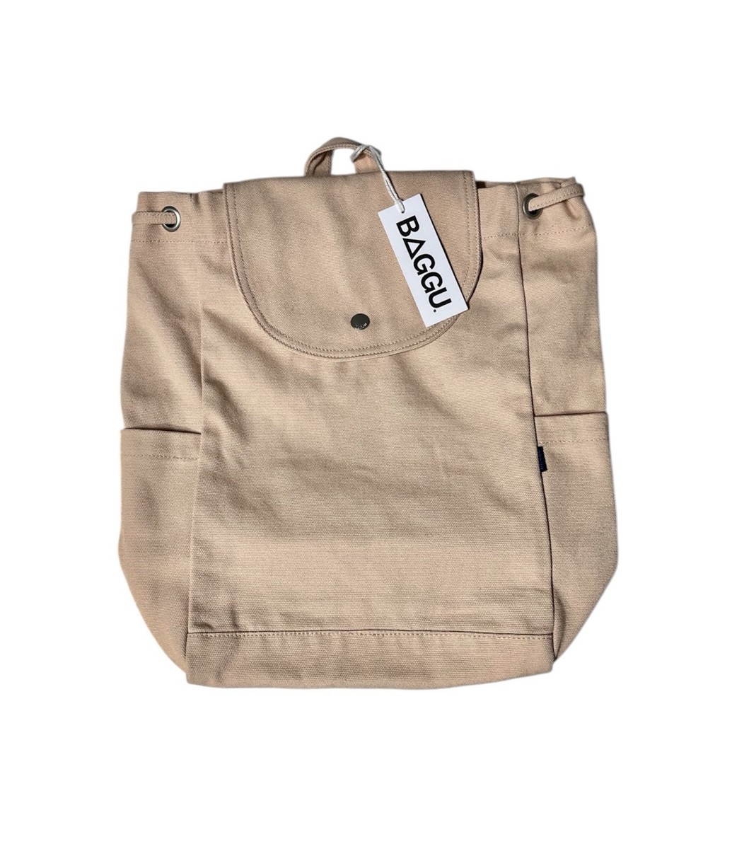 BAGGU Drawstring 100% Cotton Canvas Backpack Earth Tone  display picture 1