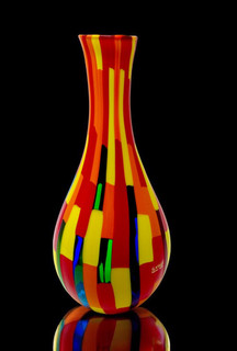 Super Selten! Signierte Murano Kunstglas Pezzato bauchige Flasche von Ballarin riesig 32 cm