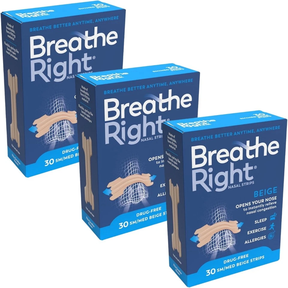 Breathe Right Snoring Congestion Relief Nasal Strips Small/Medium Original 30 St