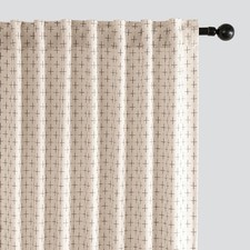 Decorative Back Tab Linen Curtains with Geometric Pattern for Living Room Bed...