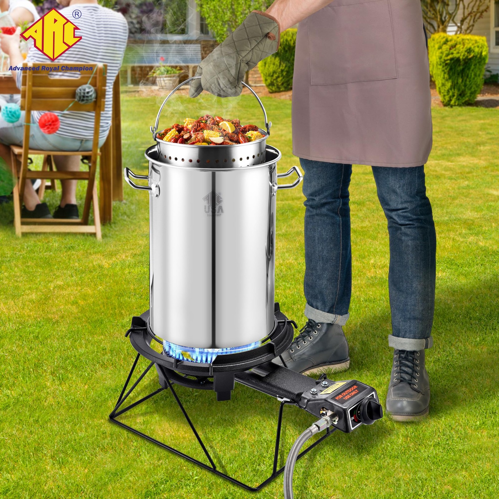 ARC 13" Propane Burner Stove, Cast Iron Portable, Sturdy Stand, Outdoor Cooking