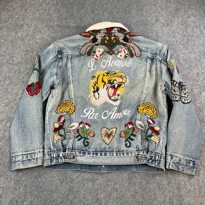 Gucci Lammfell Herren Jeansjacke XL L Aveugle Par Amour Blind For Love $ 5280 UVP