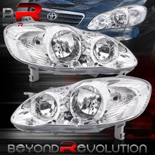 For 2003-2008 Toyota Corolla CE LE S Sedan JDM Chrome Clear Headlights Lamps Set
