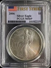 2006 Silver Eagle PCGS MS69 First Strike $1 American Silver Eagle Coin