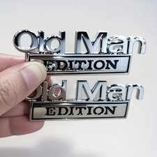 1/2PCS "Old Man Edition" Nameplate 3D Metal Emblem Universal Car Badge Chrome UK