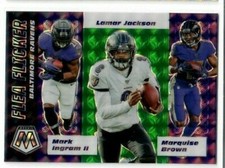 LAMAR JACKSON INGRAM BROWN 2020 PANINI MOSAIC GREEN PRIZM FLEA FLICKER FF2 RAVEN