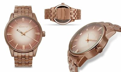 NEW Eberle 1461 Men's Corbel Collection Rose Gold Stainless Steel Bracelet Watch