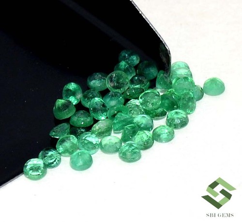 2.25 mm Natural Emerald Round Cut Lot 40 Pcs 2.08 Cts Untreated Loose Gemstones - Picture 4 of 5