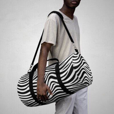 Duffel Bag_100% Polyester Oxford Canvas_2 Sizes_Black & White Zebra(AOP)