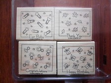 Stampin' Up 2004 Fabulous Four 4 Mounted Wooden Stamps NEW