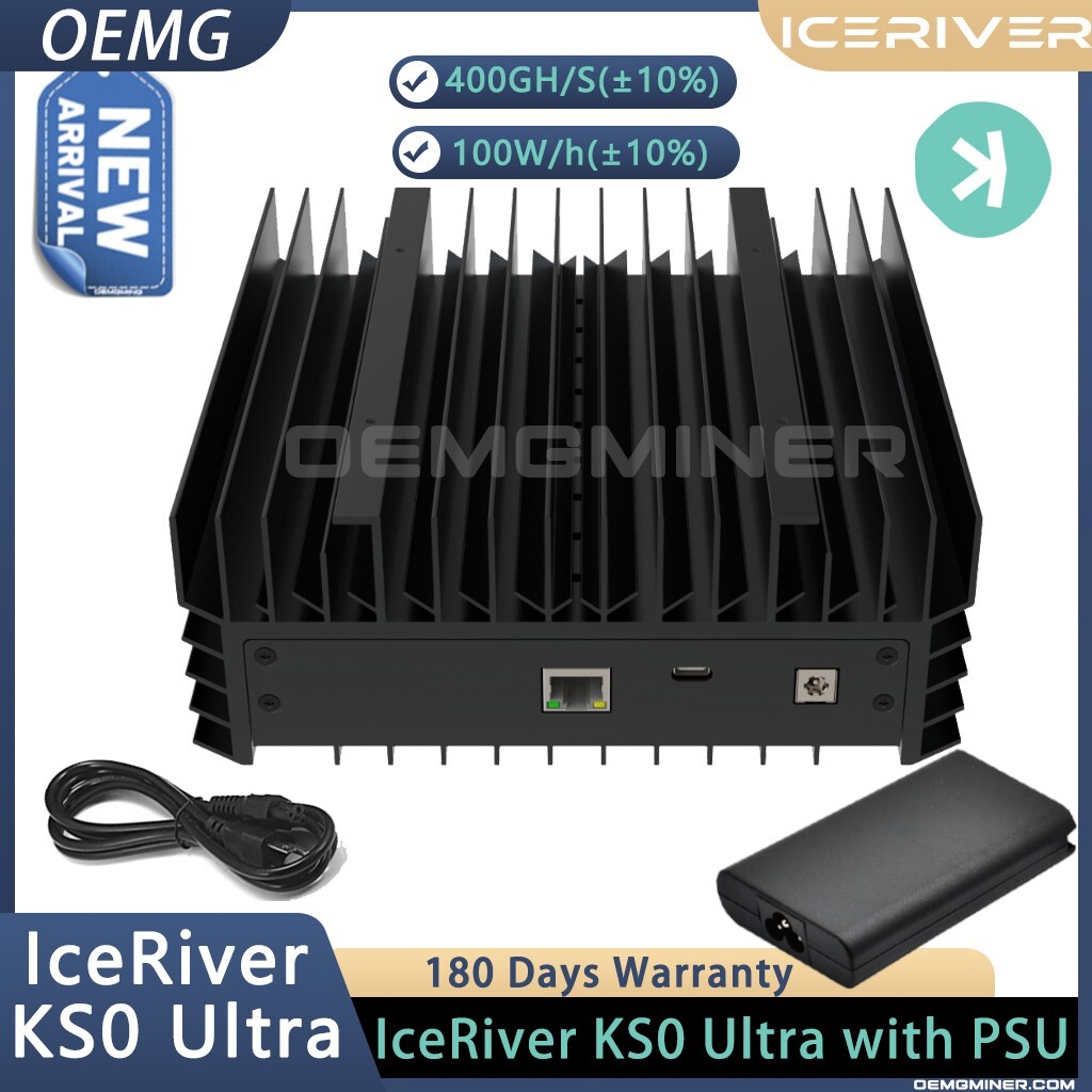 New IceRiver KS0 Ultra KAS Asic Miner 400G 100W Kaspa with PSU and 