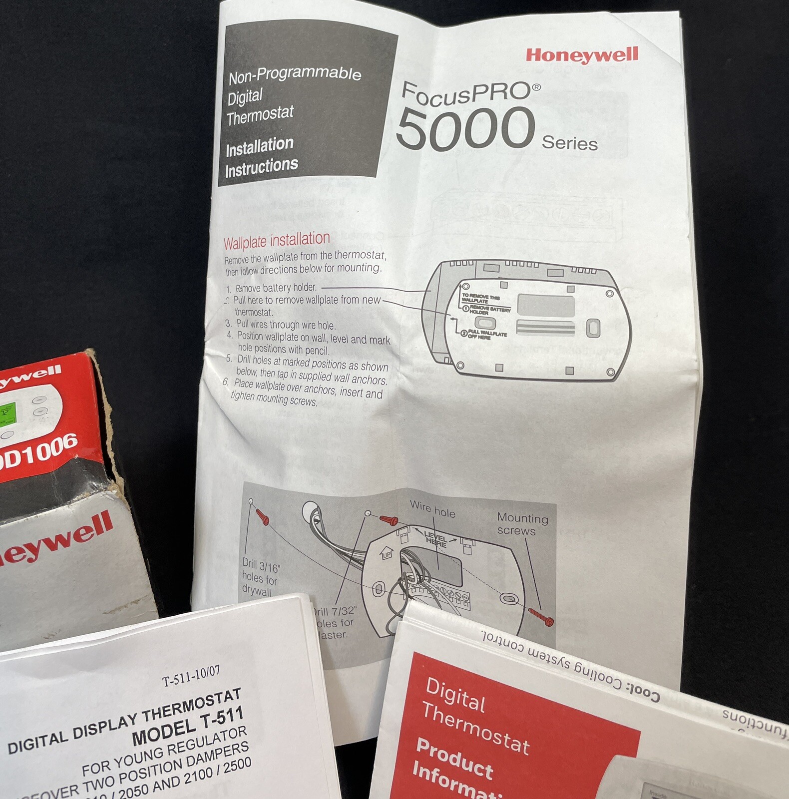 Honeywell TH5110D1006 Focus Pro 5000 Thermostat 1H/1C Non Programmable