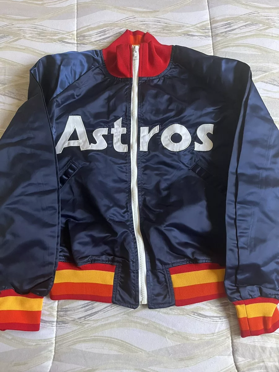 Vintage Houston Astros Navy Rainbow Satin Jacket Extra Small