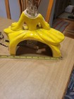 Antique Mid Century Chalkware TV Lamp Elegant Woman in YELLOW Dress Works  — photo 3