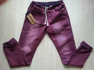 nANA jUDY Relaxed-JOGGER-Denim-Faded-Jeans-Hose-Pants 32 neu EDEL weinrot Cotton