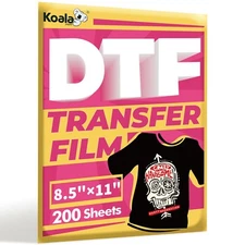 Koala DTF Film 8.5x11 Clear Sublimation Paper 200 Sheets Direct to Film for Dark
