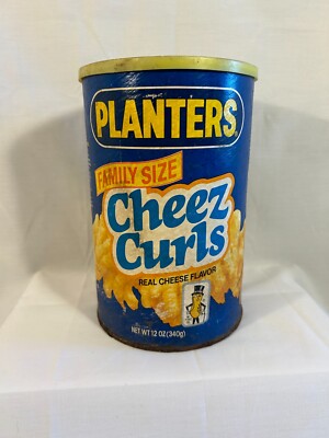 Vintage Empty Planters Blue Family Size Real Flavour Cheez Curls Container
