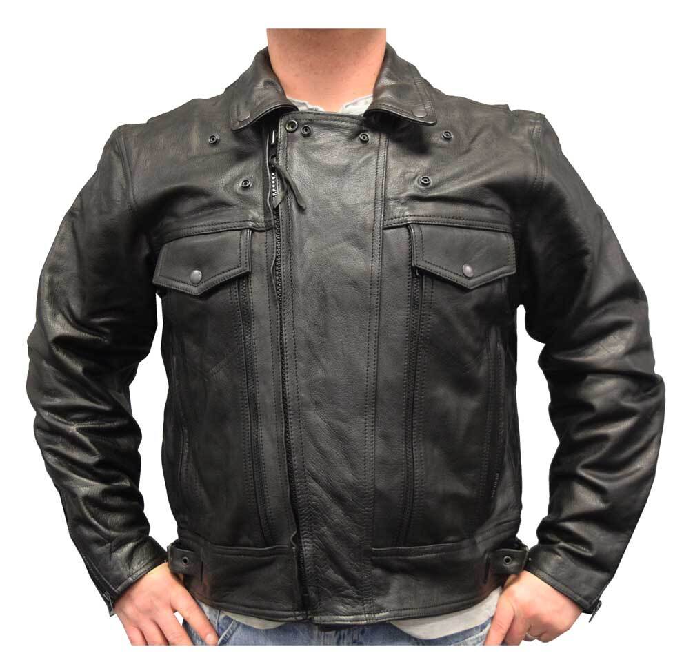Redline Men's Leather Zipper Touring Motorcycle Riding Redline Men's Leather Zipper Touring Motorcycle Riding