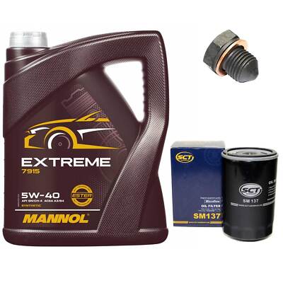 Motoröl Set 5W-40 5 Liter + Ölfilter + Ölablassschraube für Seat Cordoba 1.9 TDi