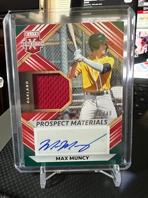   2022 Elite Extra Edition PROSPECT MATERIALS RED Max Muncy Auto 42/49  Dodgers