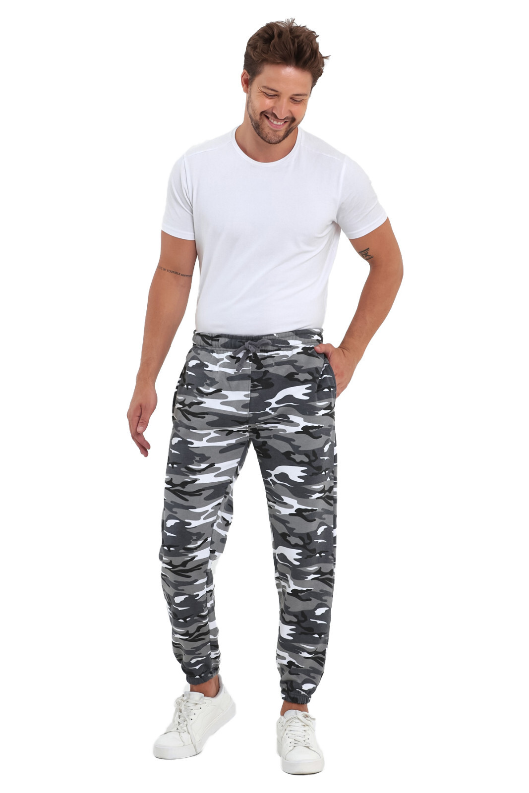 Duohropke Jogginghose Herren Camouflage - Slim Fit Fleece Sporthose Militär Look