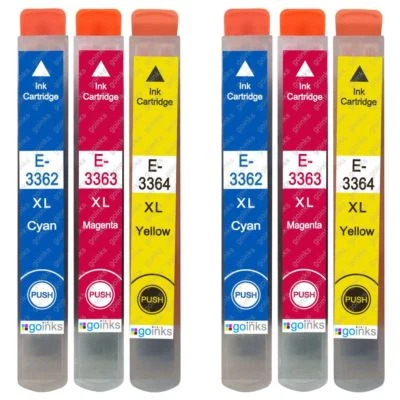 GO INKS 6 C/M/Y Cartouches d'encre pour Epson Expression Premium XP-530 XP-635 XP-7100