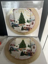 Crofton Xmas Charger And Plate Set Of 2 Boxed 13" Charger 10" Porcelain Plate