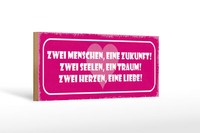 Holzschild Spruch 27X10 Cm Zwei Menschen Eine Zukunft Herz Schild Wooden Sign