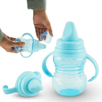 GEM IMPORTS Auslaufsicherer Baby Trinkbecher 290ml Easy Grip abnehmbarer Griff Kleinkind Futterautomat 6M+