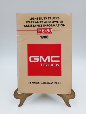 1988 GMC Caballero Light Duty Truck 1500-3500 Warranty & Owners Info X-8817B