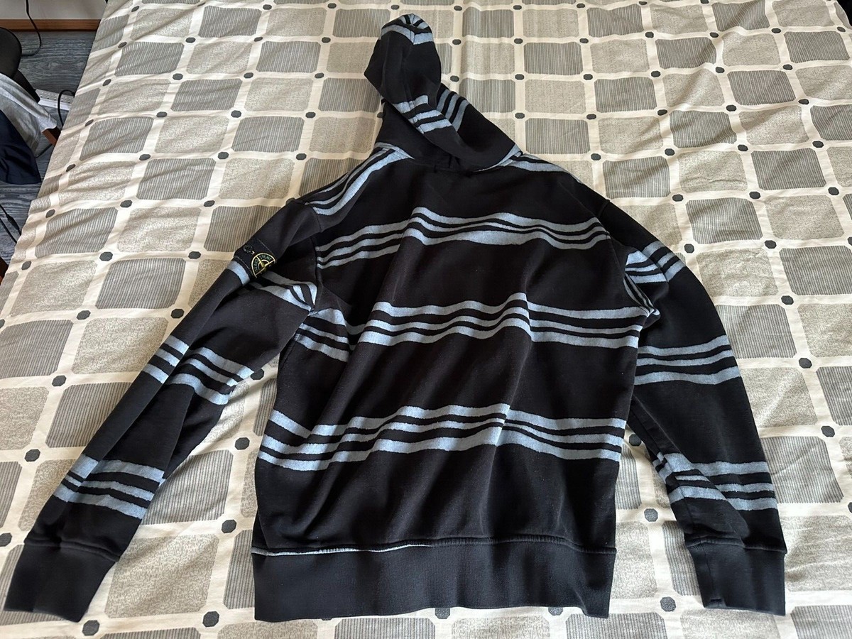 Supreme Stone Island Warp Stripe Hooded Sweatshirt Black